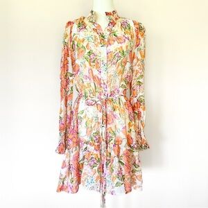 Fate Floral Dress Women S Cottagecore Button Ruffle Smocked Long Sleeve Teired